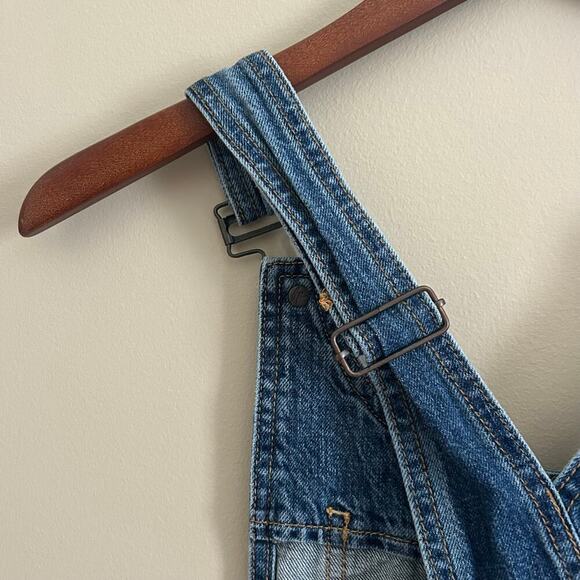 Free People We the Free Summer Babe Cut-Off Overalls Sz 26 - Picture 8 of 9
